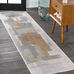 Weaver Abstract Coastal Watercolor Machine-Washable Runner Rug