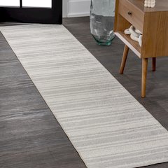 Fawning Two-Tone Striped Classic Low-Pile Machine-Washable Runner Rug