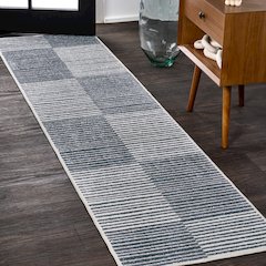 Shutter Minimalist Striped Plaid Machine-Washable Runner Rug