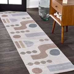 Riley Abstract Coastal Contemporary Machine-Washable Runner Rug