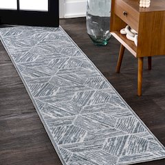 Vector Modern Coastal Geometric Machine-Washable Runner Rug