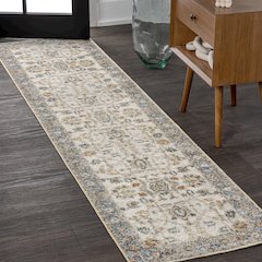 Hiero Persian Border Low-Pile Machine-Washable Runner Rug