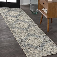 Pavel Distressed Medallion Low-Pile Machine-Washable Runner Rug