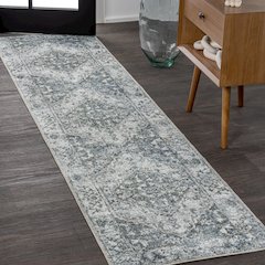 Pavel Distressed Medallion Low-Pile Machine-Washable Runner Rug