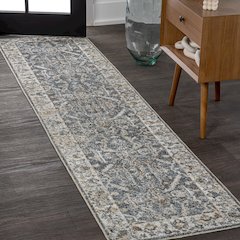 Brandy Rustic Border Low-Pile Machine-Washable Runner Rug