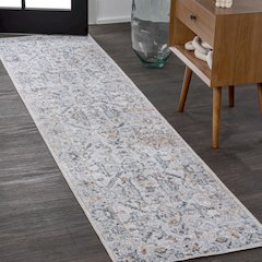 Brandy Rustic Border Low-Pile Machine-Washable Runner Rug