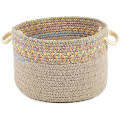 Kids' Isle Sand Beige Banded 14" x 10" Basket