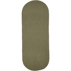 Solid Moss Green Wool 2X6 Oval