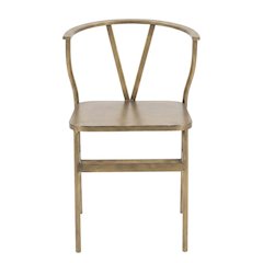 Antique Brass Finish Metal Wishbone Chair