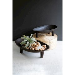 Set Of Two Oval Iron Bowls