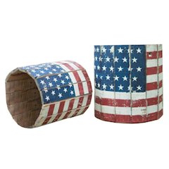 Set Of Four Metal And Wood Display Risers