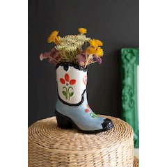 Ceramic Cowboy Boot Vase