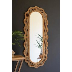 Rattan Squiggle Framed Oval Mirror