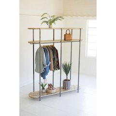 Tall Iron And Recycled Wood Garment Display