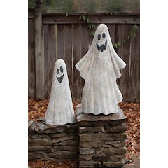 Set Of Two Painted Metal Ghosts