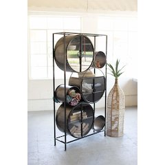 Iron And Glass Circles Shelving Unit