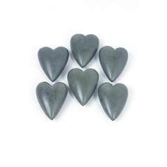 Set Of Six Hand-Carved Stone Hearts - Grey