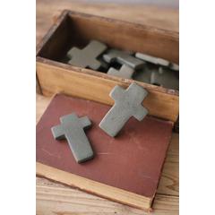Set Of Six Hand-Carved Stone Crosses - Grey