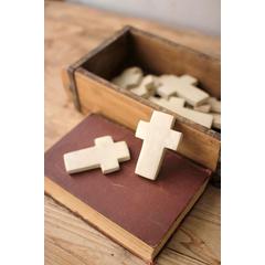 Set Of Six Hand Carved Stone Crosses - White