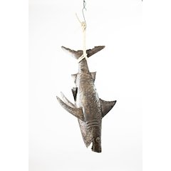 Recycled Hand Hammered 3D Shark With Sisal Rope