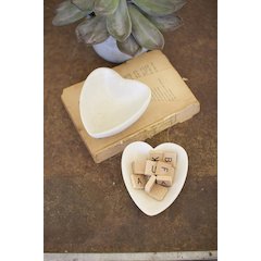 Hand-Carved Stone Heart Bowl - White