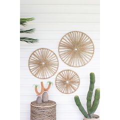 Set Of Three Spoked Seagrass Wall Art