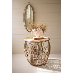 Fern Detail Seagrass Side Table