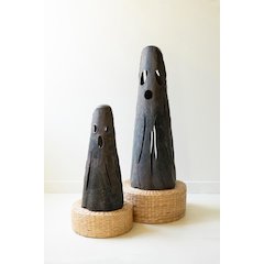 Set Of Two Rustic Iron Ghost Luminaries