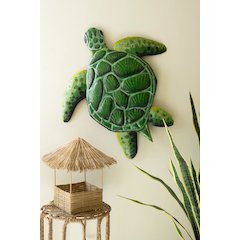 Hand Hammered Recycled Painted Metal Sea Turtle Wall Art