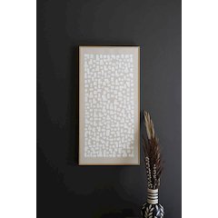 Framed Acrylic Khaki And White Abstract Painting
