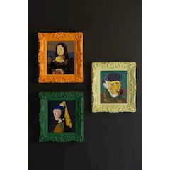 Set Of Three Framed Acrylic Portrait Paintings