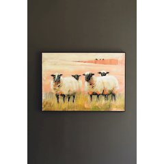 Framed Sheep Painting