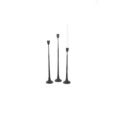 Set Of Three Tall Cast Iron Taper Candle Holders