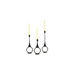 Set Of Three Cast Iron Taper Candle Holders W Ring Detail