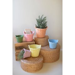 Set Of 6 Multi-Color Willow Easter Baskets With Handles