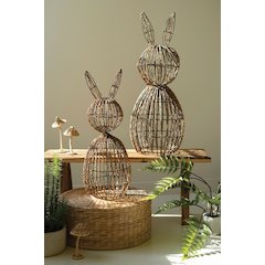 Set Of Two Twig And Iron Rabbits