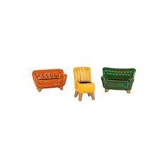 Set Of Three Ceramic Sofa And Chair Planters