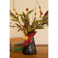 Ceramic Rooster Head Vase