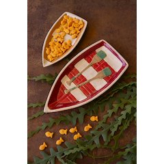 Set Of Two Ceramic Boat Platters