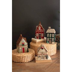 Set Of Four Ceramic Christmas Village