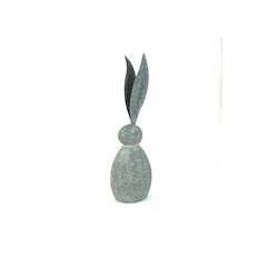 Faux Stone Rabbit With Tall Metal Ears - Short