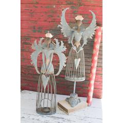 Set Of Two Metal Christmas Angels