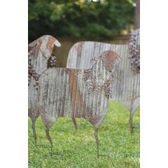 Set Of Three Corrugated Metal Christmas Sheep Yard Art