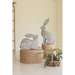 Set Of Two Rustic Metal Rabbits
