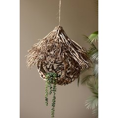 Round Tea Twig Bird House With Roof