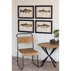 Set Of Four Trout Prints Under Glass