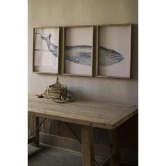 Triptych Framed Whale Print Under Glass