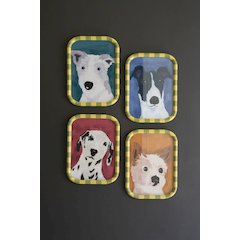 Set Of Four Framed Dog Prints Under Glass
