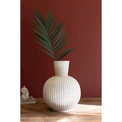 Tall Stone Composite Fluted Bulb Vase