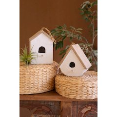Set Of Two Cement Birdhouses